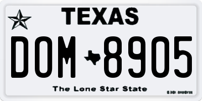 TX license plate DOM8905