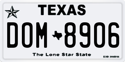 TX license plate DOM8906