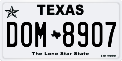 TX license plate DOM8907