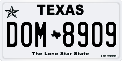 TX license plate DOM8909