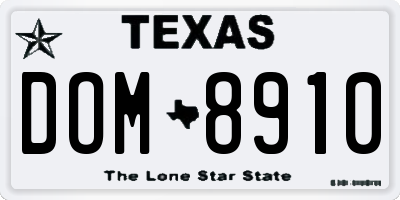 TX license plate DOM8910