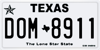 TX license plate DOM8911