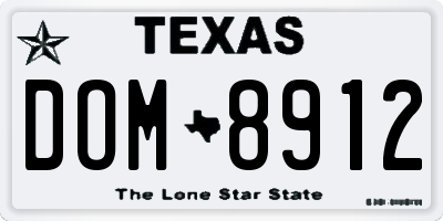 TX license plate DOM8912