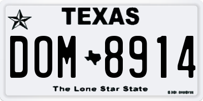 TX license plate DOM8914