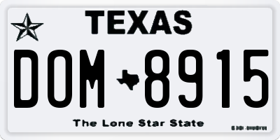 TX license plate DOM8915