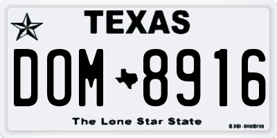 TX license plate DOM8916