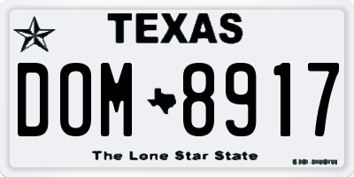 TX license plate DOM8917