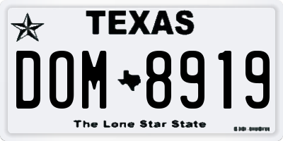 TX license plate DOM8919