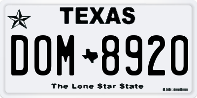TX license plate DOM8920