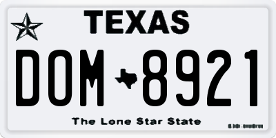 TX license plate DOM8921