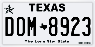 TX license plate DOM8923