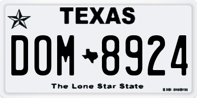 TX license plate DOM8924