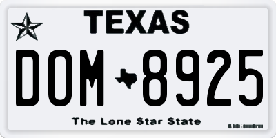 TX license plate DOM8925