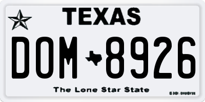 TX license plate DOM8926