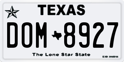 TX license plate DOM8927