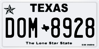 TX license plate DOM8928