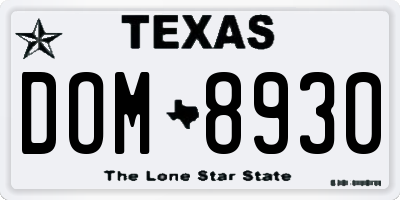 TX license plate DOM8930