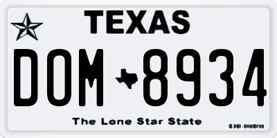 TX license plate DOM8934