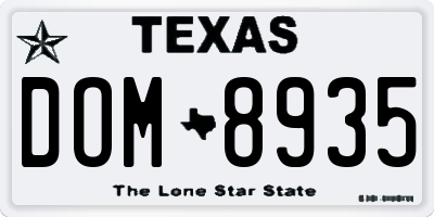 TX license plate DOM8935