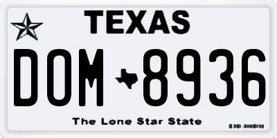 TX license plate DOM8936