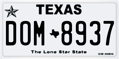 TX license plate DOM8937