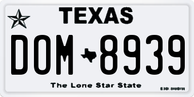 TX license plate DOM8939