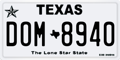 TX license plate DOM8940