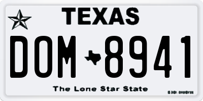 TX license plate DOM8941