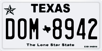 TX license plate DOM8942