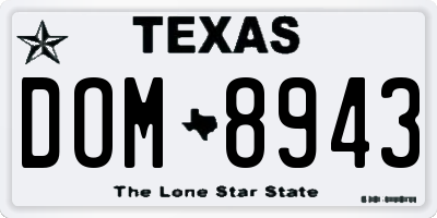 TX license plate DOM8943