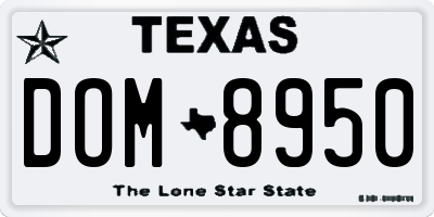TX license plate DOM8950