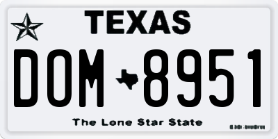 TX license plate DOM8951
