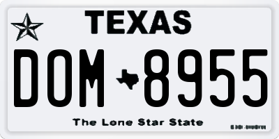 TX license plate DOM8955