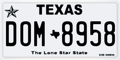 TX license plate DOM8958