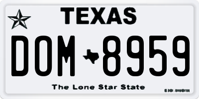 TX license plate DOM8959