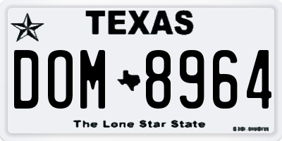 TX license plate DOM8964