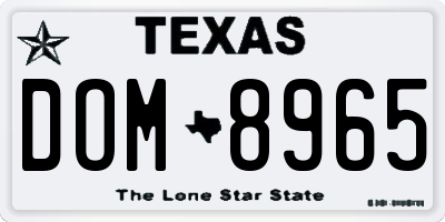 TX license plate DOM8965