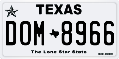 TX license plate DOM8966