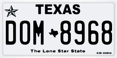 TX license plate DOM8968