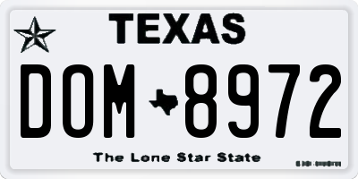 TX license plate DOM8972