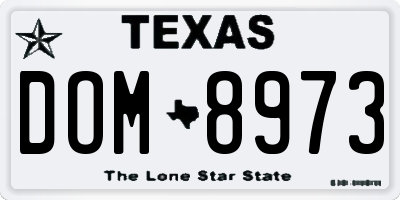 TX license plate DOM8973