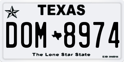 TX license plate DOM8974