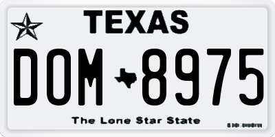 TX license plate DOM8975