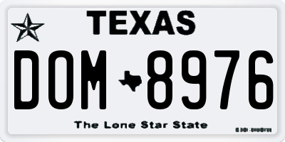 TX license plate DOM8976