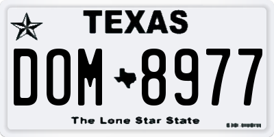 TX license plate DOM8977