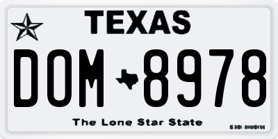 TX license plate DOM8978