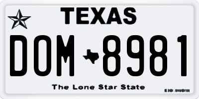 TX license plate DOM8981