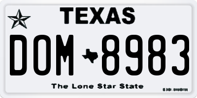 TX license plate DOM8983