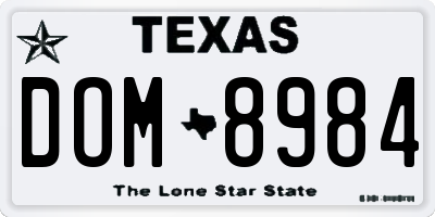 TX license plate DOM8984