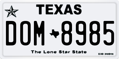 TX license plate DOM8985